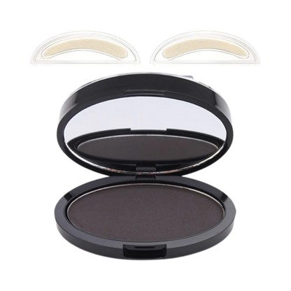 Belro Sleek All-day Eyebrow Stamp showing the compact with stamped eyebrow pattern and application sponge for easy makeup.