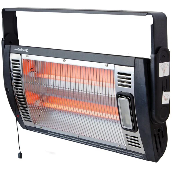 Belro outdoor electric infrared patio heater mounted on wall, suitable for outdoor heating in home and garden spaces.