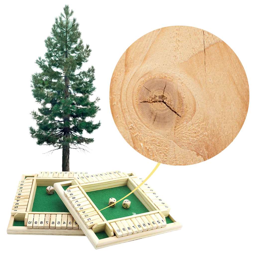 Belro wooden dice game with six-sided dice and game pieces, perfect for family fun and tabletop entertainment.
