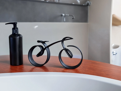 Wire-framed minimalistic bicycle sculpture by Belro, suitable for outdoor decor in the home and garden.