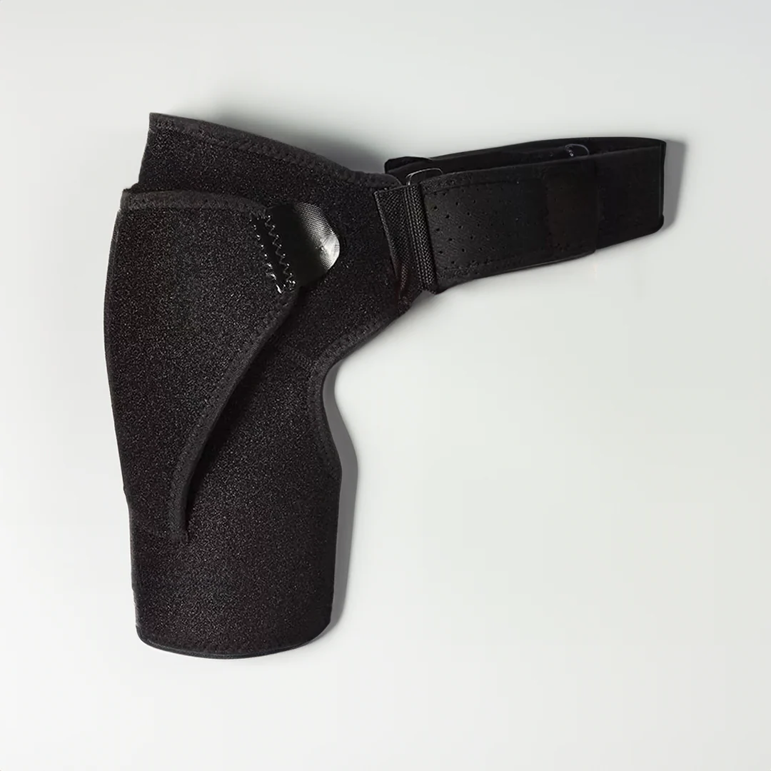 Belro shoulder brace for pain relief, adjustable support with straps and padding, designed to stabilize and comfort the shoulder.