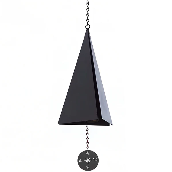 Belro Door County Wind Bell hanging outdoors with a rustic finish, adding charming decor to a home or garden setting.