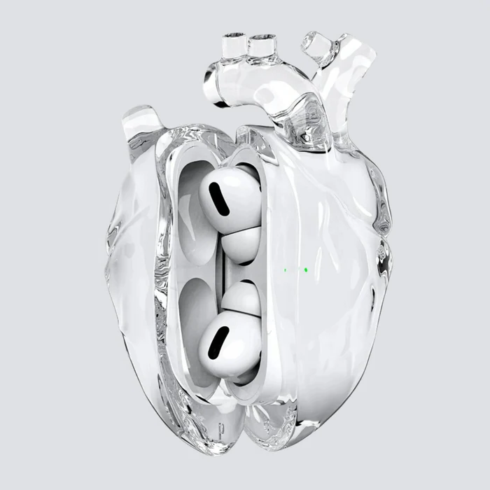 Belro Halloween Heart of Music AirPods protector case with stylish design, featuring a red heart and musical notes on a black background.