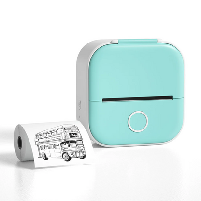 Belro portable mini thermal label printer showing printed labels on a clean surface in a home setting