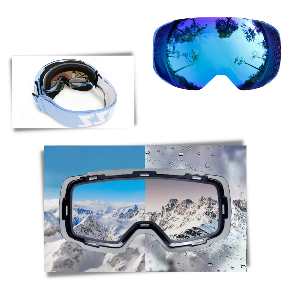Belro snow goggles with interchangeable lens bundle, featuring a protective frame and multiple lens options for winter sports.