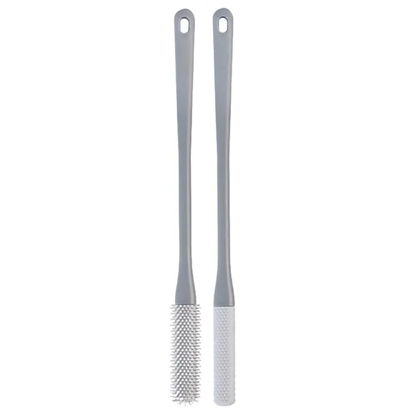Belro Toe Gap Cleaning Brush with long handle and anti-itch brush in gray, designed for foot hygiene and skin care.