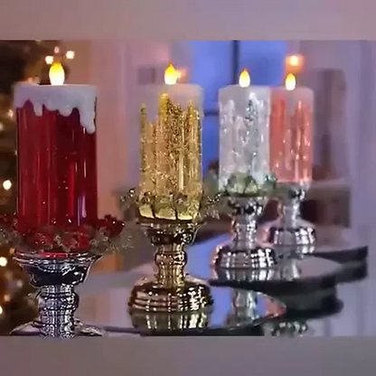 Belro LED Christmas candles with glitter, rechargeable, decorative home and garden candles with a festive glow and shimmering accents.