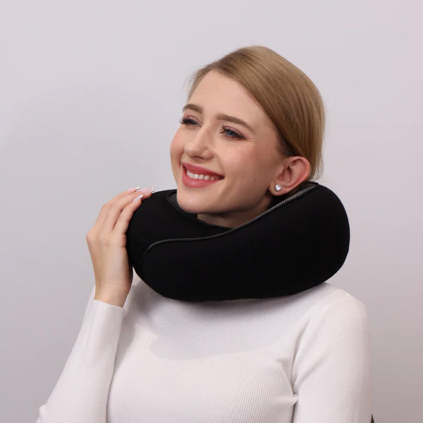Belro travel neck pillow in soft fabric, designed for comfort during trips, ideal for health and beauty travel accessories.