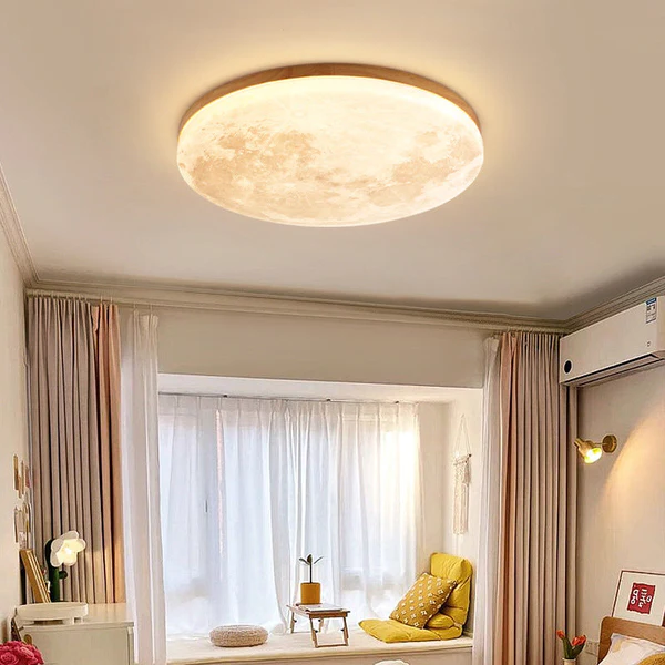 Belro Nordic minimalist moon-shaped acrylic LED ceiling light for outdoor home and garden decor, mounted on ceiling.