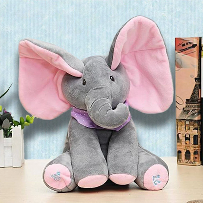 Belro Peek-a-boo Elephant plush toy, soft fabric with detailed features, designed for children and plush toy enthusiasts.
