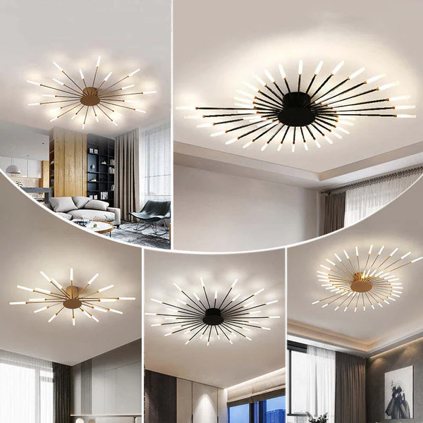 Belro flush mount ceiling light with fireworks design, ideal for living rooms and bedrooms, outdoor home and garden decor.
