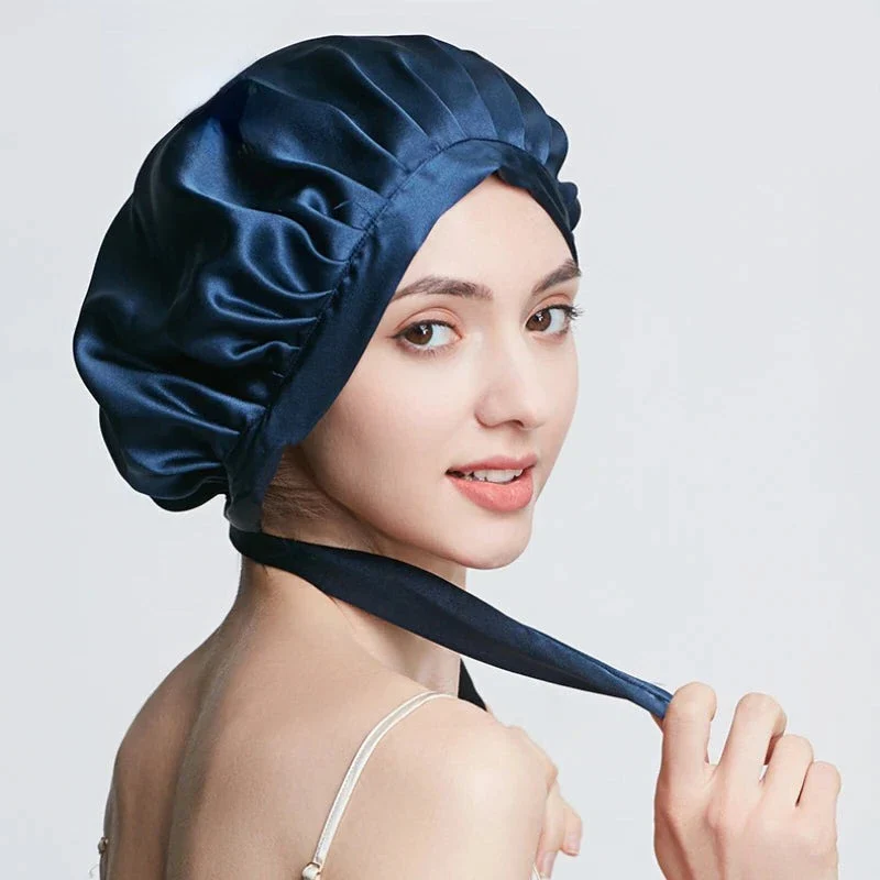Belro All-Night Silk Bonnet, a hair accessory designed to stay securely on overnight, made of smooth silk fabric.