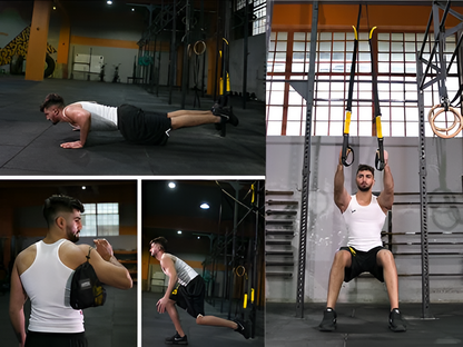 Belro men's suspension resistance straps for home gym workouts, showing adjustable straps and handles for strength training.