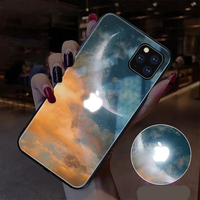 Belro LED glowing iPhone case with vibrant light effects, designed for iPhone models, featuring a sleek protective cover.