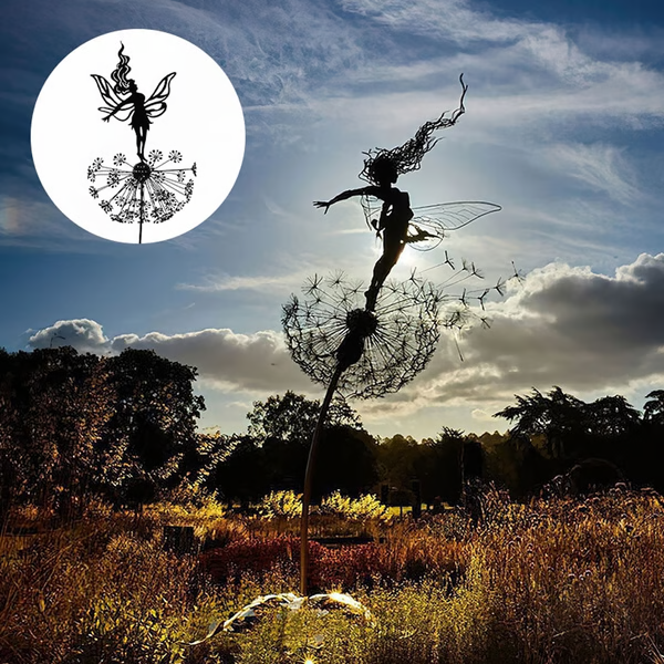 Fairy Steel Garden Sculpture by Belro, decorative outdoor fairy figurine with intricate metalwork for garden decor