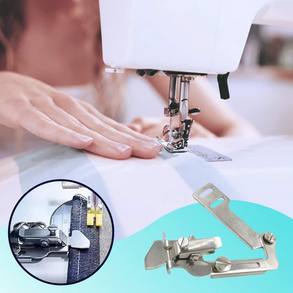 Belro sewing machine presser foot for clothing, designed for men, used for precise stitching and garment construction.