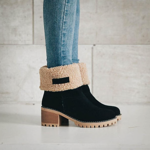 Belro women's block heel snow boots with warm lining and stylish design, ideal for winter weather and cold conditions.