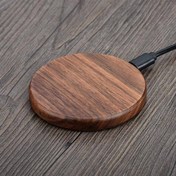 Belro fast charging wireless charger in wood finish, sleek electronic device for quick smartphone charging, modern power accessory