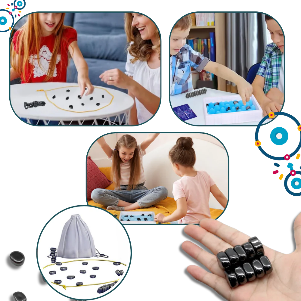 Belro magnetic chess game with black and white pieces, designed for fun and strategic play, ideal for toys and games enthusiasts