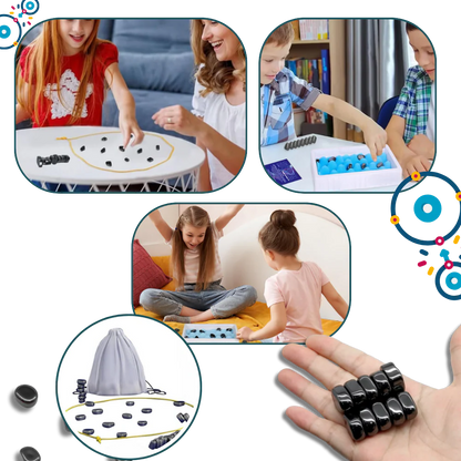Belro magnetic chess game with black and white pieces, designed for fun and strategic play, ideal for toys and games enthusiasts