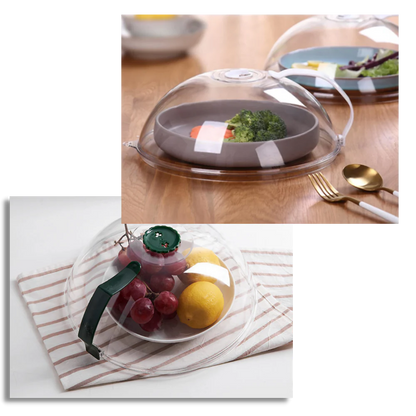 Belro anti-splash microwave protective cover on a kitchen countertop, designed to prevent splatters during microwave use.