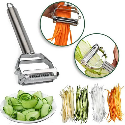 Belro dual-blade peeler for slicing, a kitchen tool with stainless steel blades for efficient vegetable peeling.