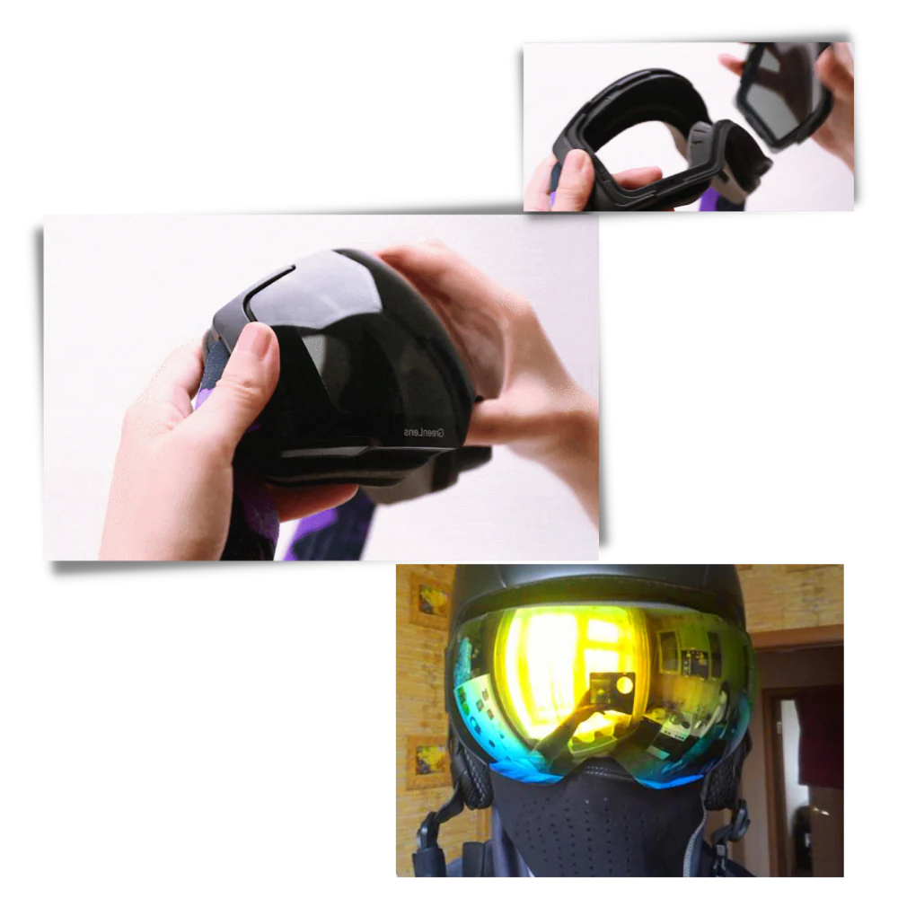 Belro snow goggles with interchangeable lens bundle, designed for winter sports, featuring clear and tinted lens options.