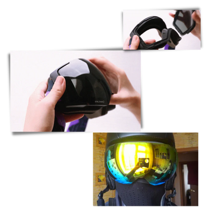 Belro snow goggles with interchangeable lens bundle, designed for winter sports, featuring clear and tinted lens options.