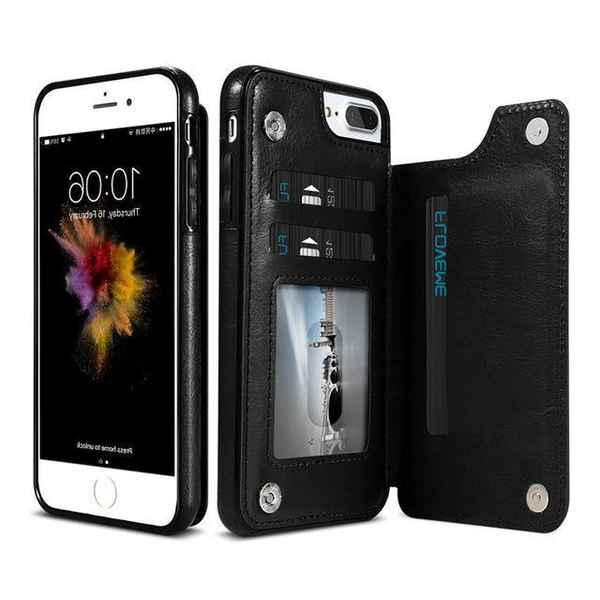 Belro luxury leather wallet case for iPhone featuring multiple card slots and a slim, elegant design.