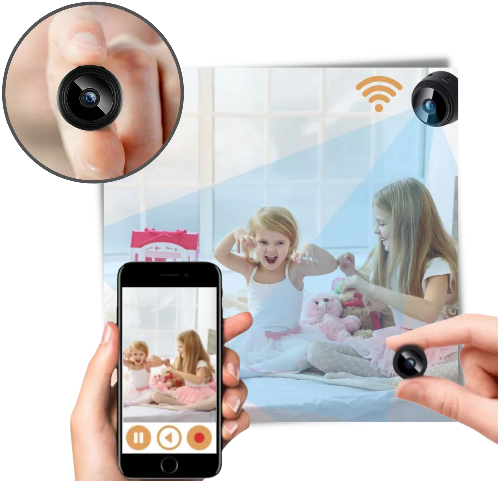Belro mini wireless surveillance camera showing a compact black security camera suitable for home or office security.