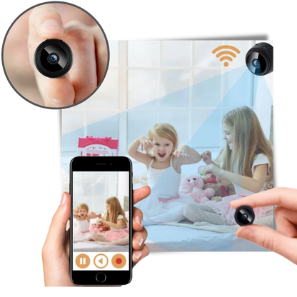Belro mini wireless surveillance camera showing a compact black security camera suitable for home or office security.