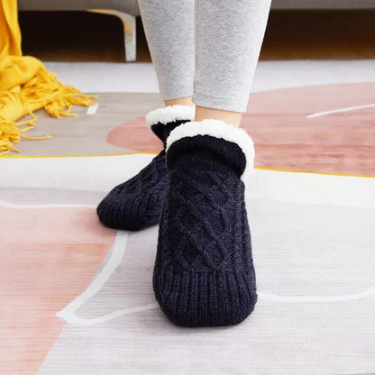 Belro women's non-slip thermal fleece socks with indoor grip, warm and cozy for cold weather.