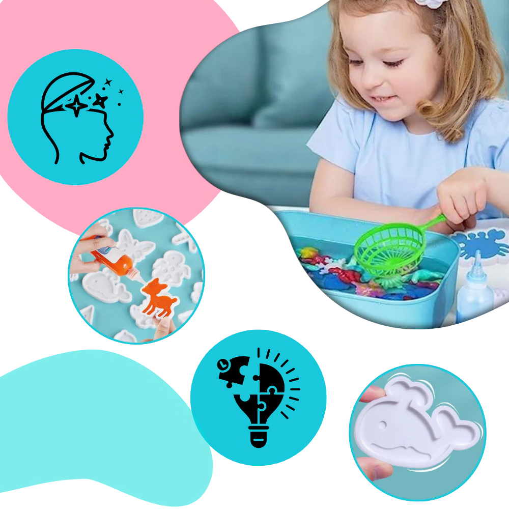 Belro Safe Educational Magic Water Elf Kit toy for kids, featuring colorful elf figures and water-themed educational play accessories.
