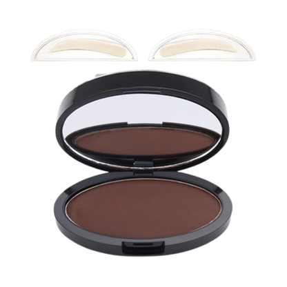 Belro Sleek All-day Eyebrow Stamp showing the compact with eyebrow stencil and applicator for easy, precise eyebrow makeup application.