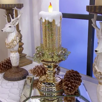 Belro LED Christmas candles with glitter, rechargeable, home decor candles, festive holiday decorative lighting.