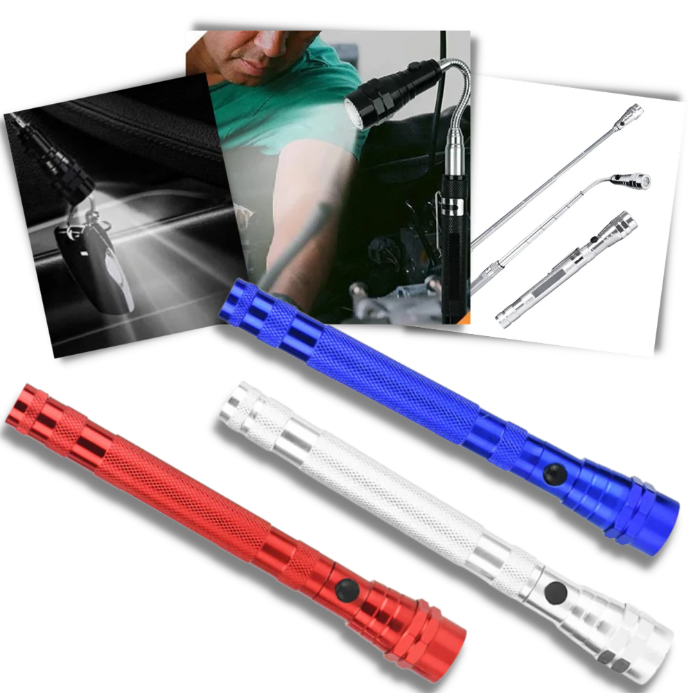Belro telescopic magnetic LED flashlight with extendable handle and bright LED light for versatile tool use.