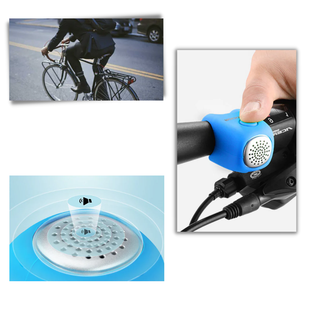 Belro strong bike horn mounted outdoors, designed for outdoor use, with a robust build and easy-to-activate horn button.