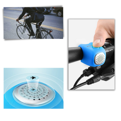 Belro strong bike horn mounted outdoors, designed for outdoor use, with a robust build and easy-to-activate horn button.