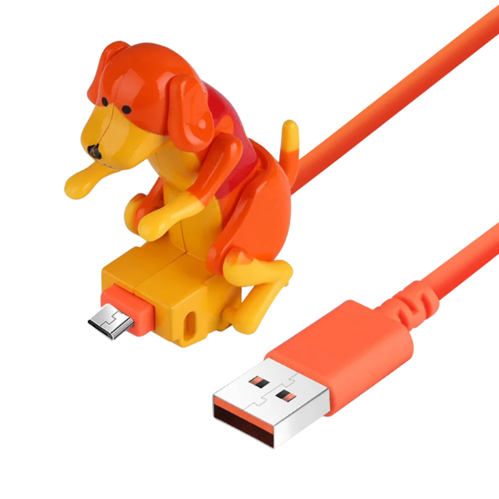 Belro humping dog fast charger cable for electronic devices, featuring a playful dog design, compatible with various charging ports.