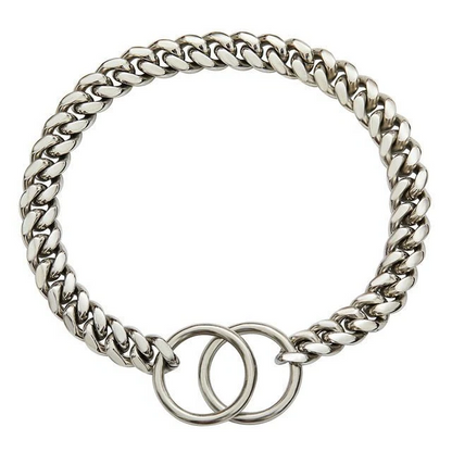 Black and gold stainless steel dog chain collar by Belro, heavy-duty pet accessory for dogs with secure buckle and sturdy design.