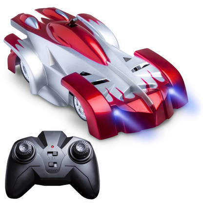 Belro Ultimate Wall Climbing Remote Control Car toy on a smooth surface, showcasing its sleek design and climbing capabilities.