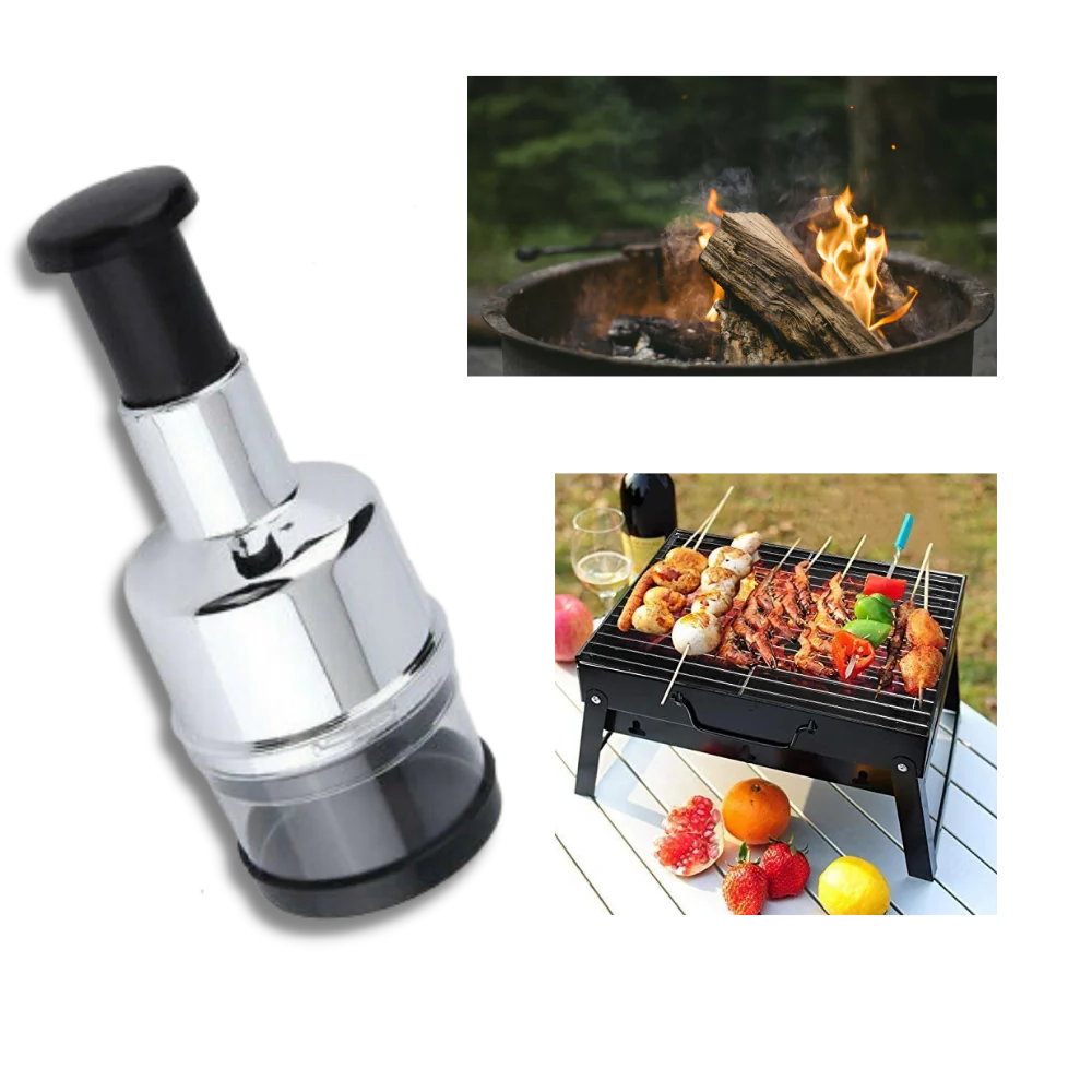 Belro stainless steel garlic chopper with ergonomic handle and stainless steel blades for easy garlic mincing.