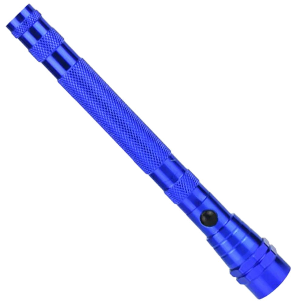Belro telescopic magnetic LED flashlight with extendable metal body and bright LED light, ideal for tools and hardware tasks.