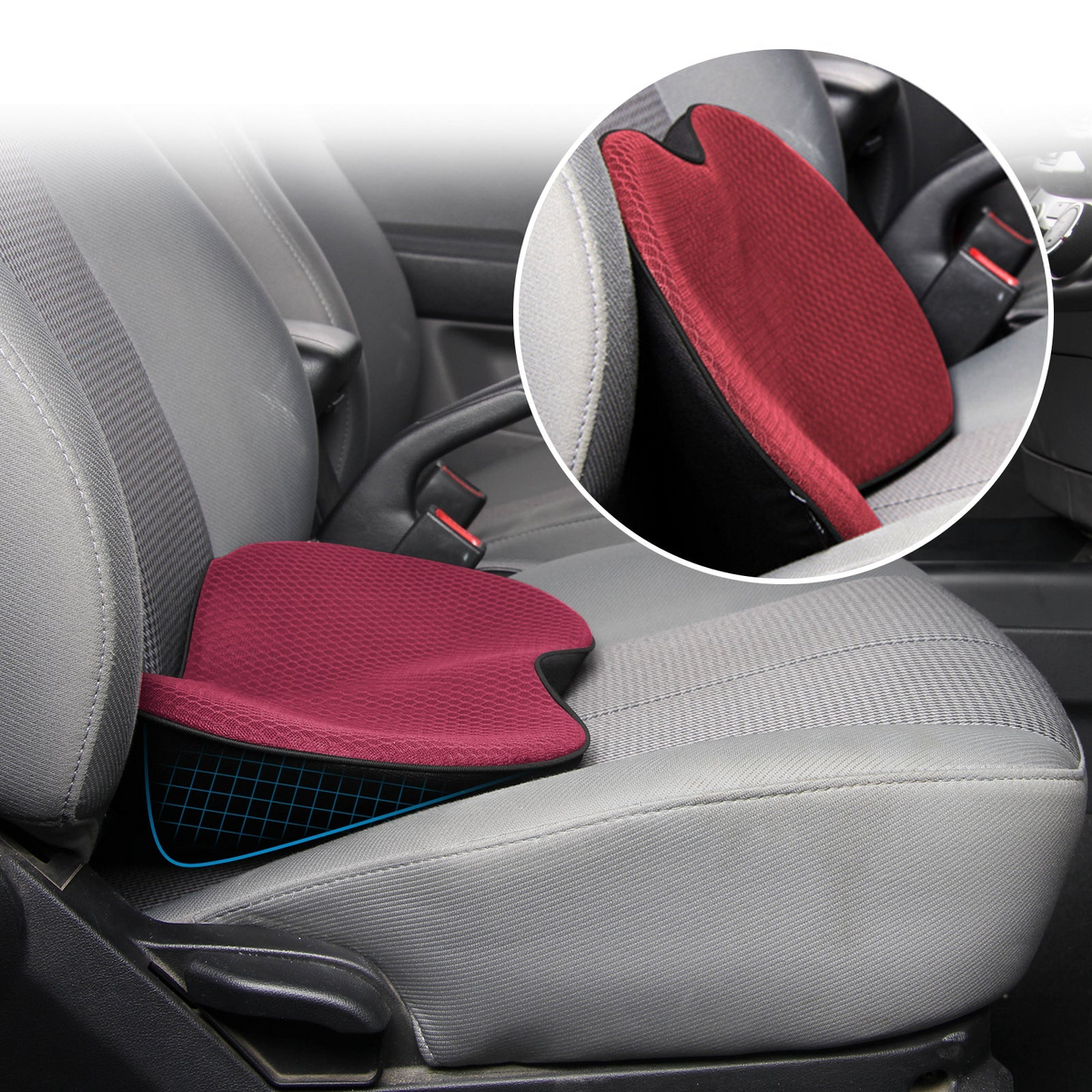 Belro car booster seat cushion for adults, ergonomic back support designed to improve posture and comfort during driving.