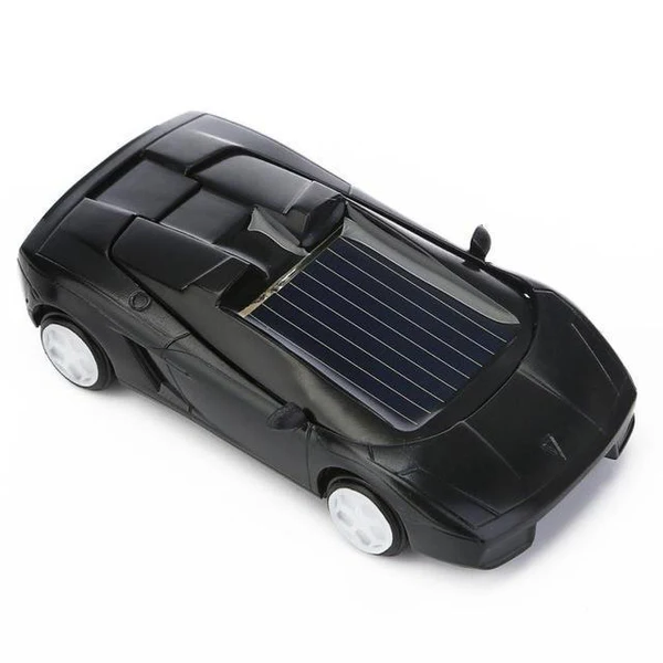 Belro solar-powered mini race car toy with sleek design, showcasing a small electronic race car on a white background.