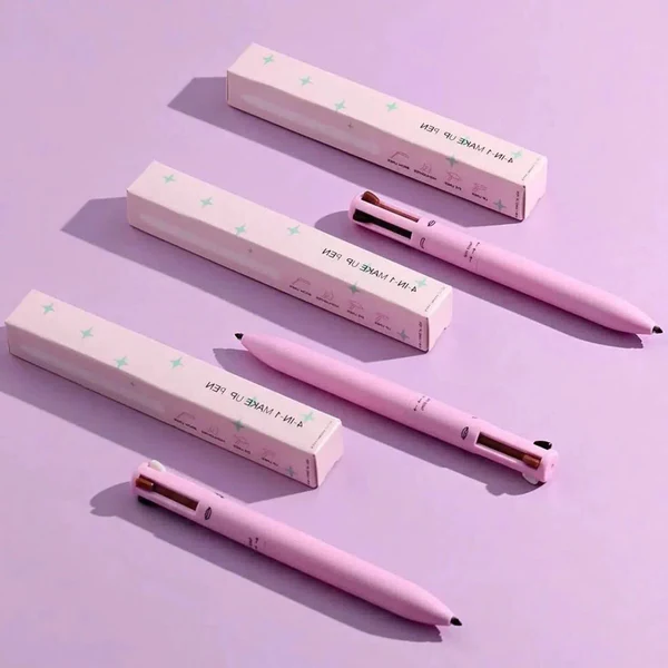 Belro 4-in-1 makeup pencil with integrated lipstick, lip liner, and gloss in sleek black design for versatile beauty application.