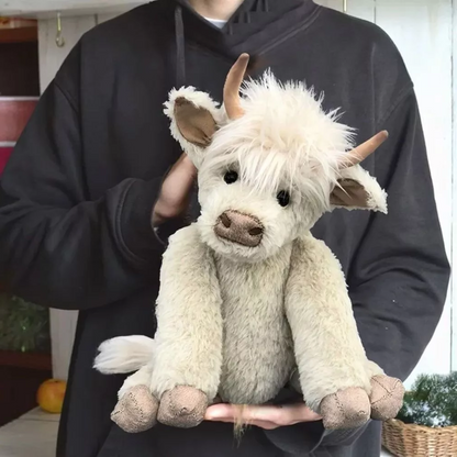Belro Scottish Highland Cattle plush toy, soft and detailed Highland cattle mascot for clothing or decorative use.