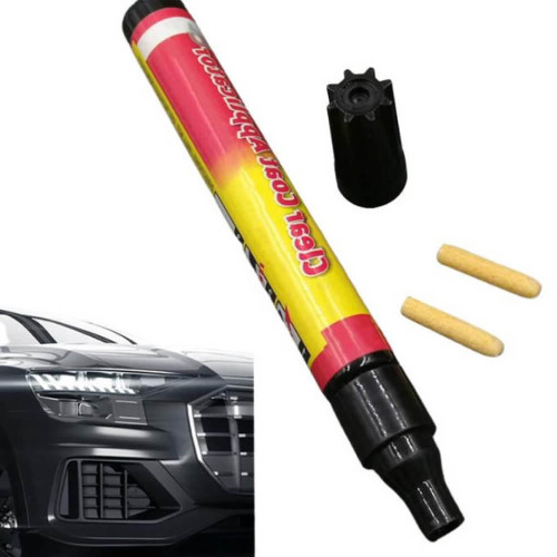 Belro car scratch removal pen for home and garden, showing the pen with its cap and product packaging.
