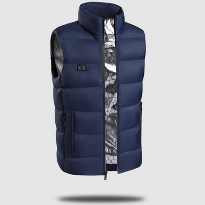 Belro heated gilet for women and men, activewear clothing with adjustable heating panels, designed for outdoor winter warmth.