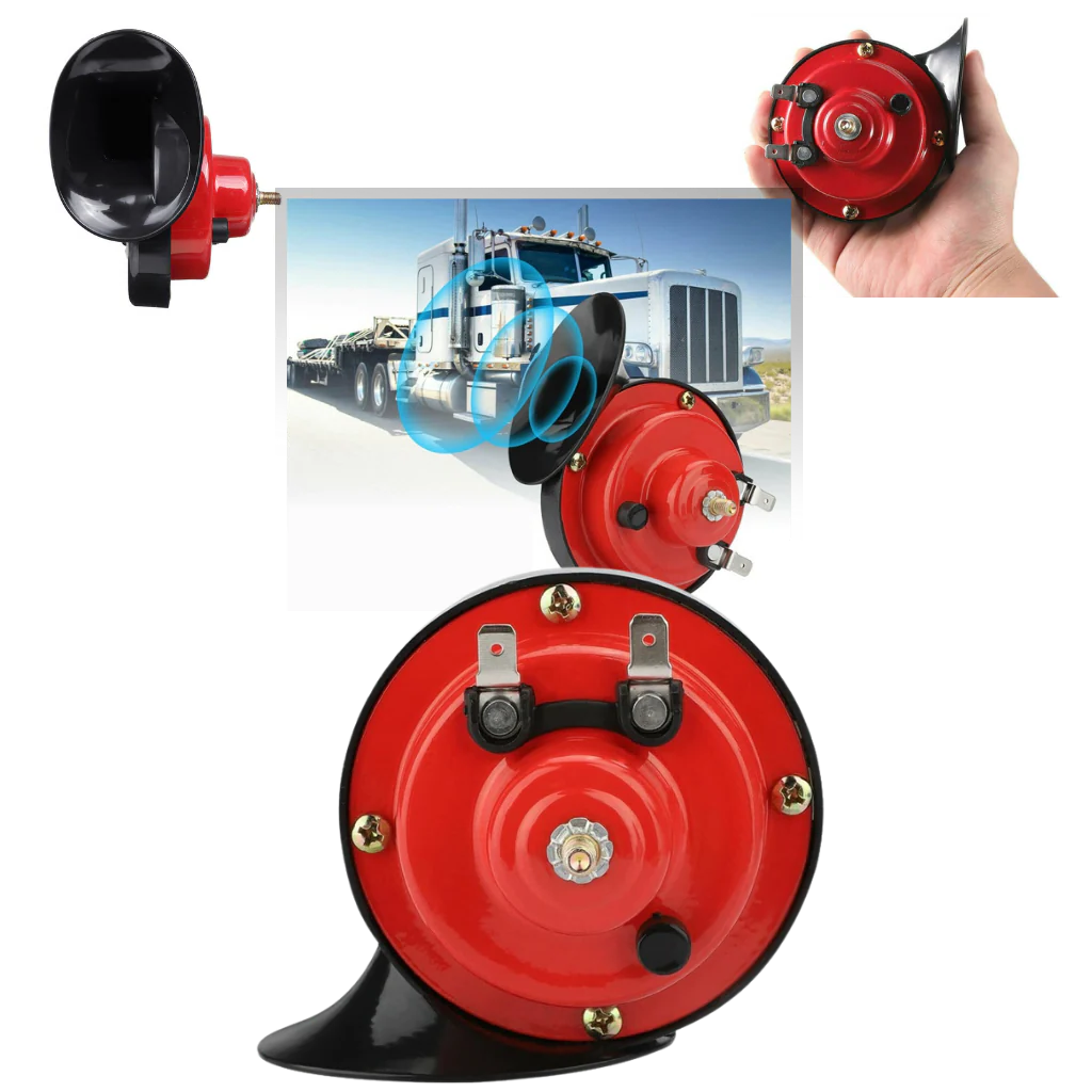 Belro truck horn for cars, electronic audio device with a large horn and mounting bracket, designed for powerful vehicle sound alerts.